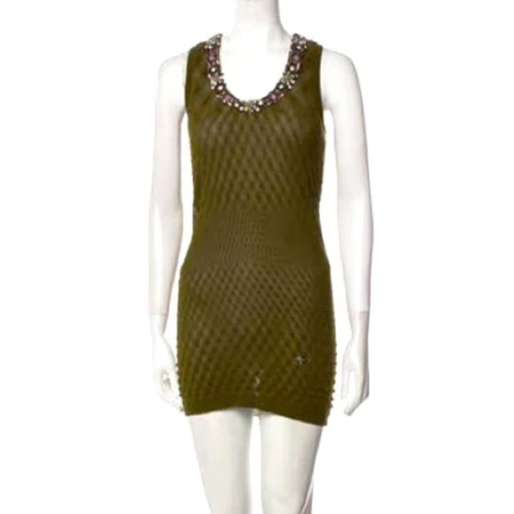 Roberto Cavalli | Olive Green Embellished Women's Dress | Sz EU 44 (M)
